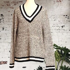 $5$ add on Say What? - black & white collegiate boyfriend sweater. Size X-Large